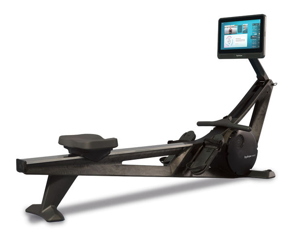 Angled product view of the Hydrow Wave Rower with display