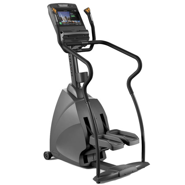 Back left view of the Matrix Endurance Stepper with touch console