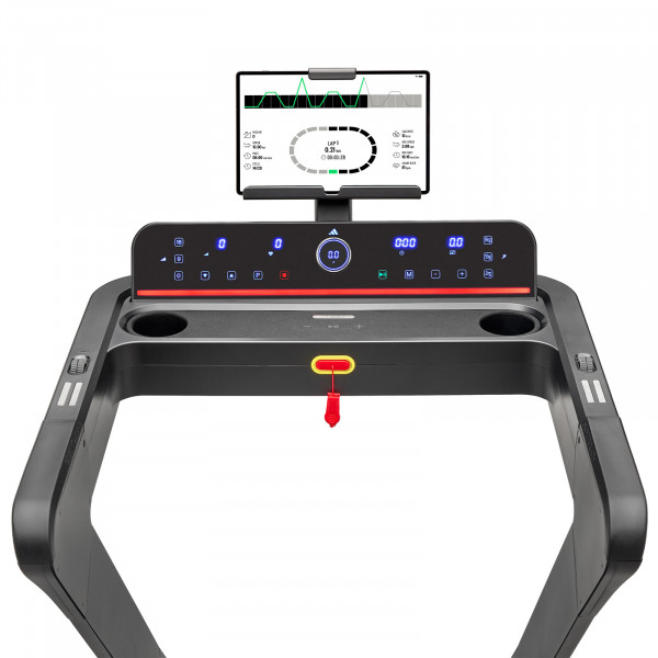 adidas T-700 treadmill workout data displayed on tablet