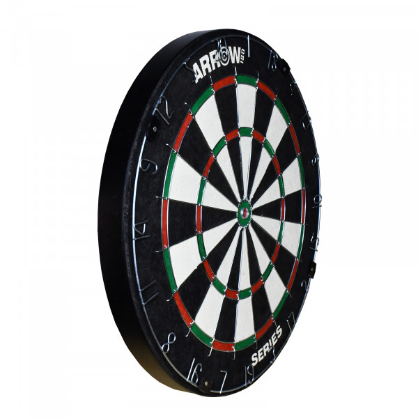 Angled side view of the bristle dartboard
