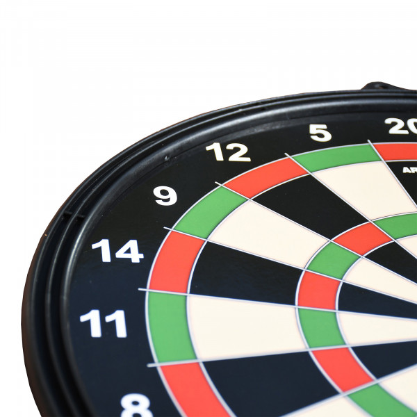 Close-up of traditional numbered dartboard segments