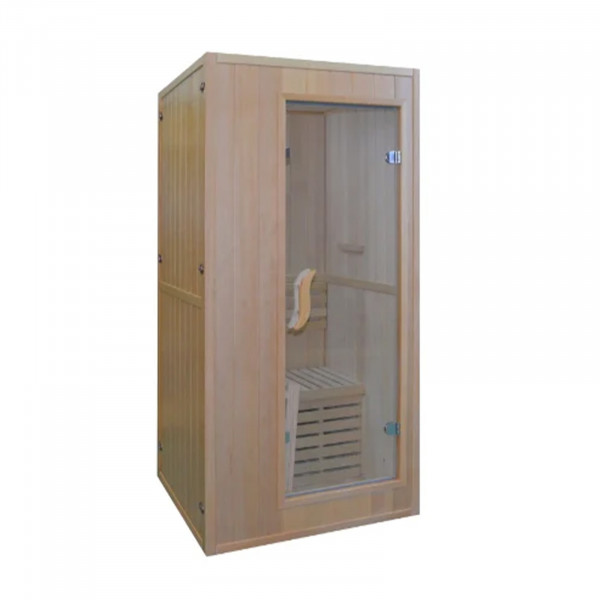 Angled left-side view of the Atlantic Saunas Mono Traditional Indoor Sauna.