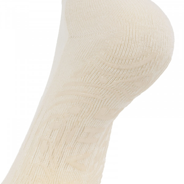 White background image of the BAHE Studio Grippy Crew Socks with a close up of the grippy sole