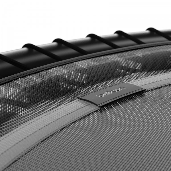 Close-up of Bellicon Classic Black Trampoline.
