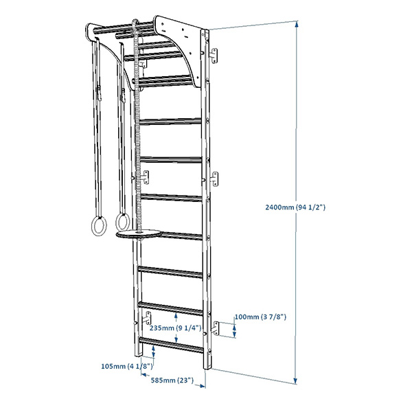 BenchK 711 + A076/A204 Series 7: 700 Wall Bars + Wooden Pull Up Bar + Gymnastics Accessories