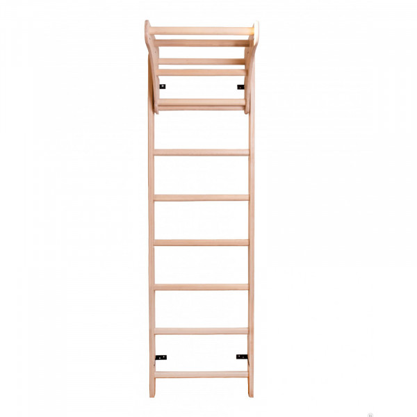 Front view of BenchK 100 Wall Bars with pull-up bar installed