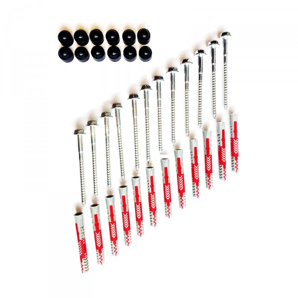 BenchK Fischer 10 x 80 Expansion Plugs with Wall Bar Screws (12 Pcs.) - reliable wall bar anchoring