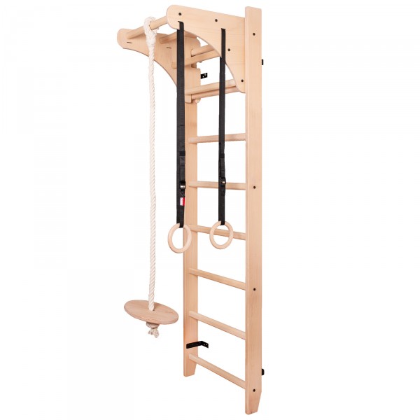 BenchK 111 + A204 Series 1: 100 Wall Bars + Pull Up Bar PB204 + Gymnastics Accessories for Children - full view
