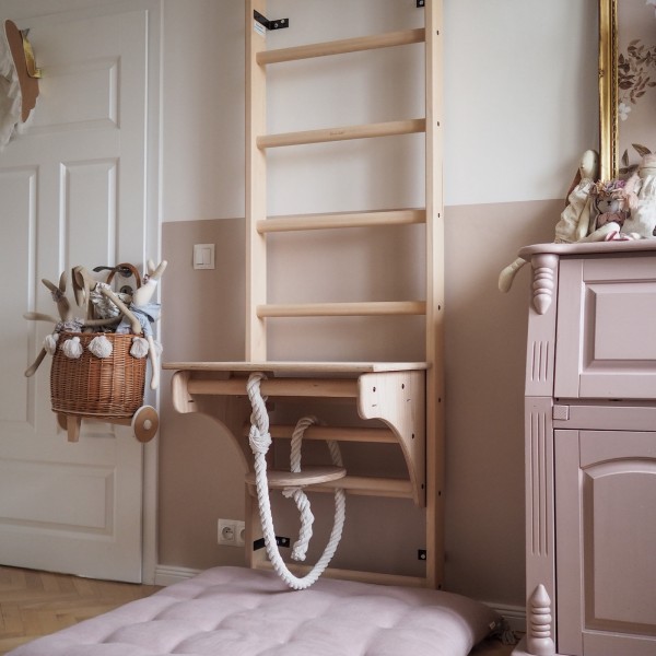 BenchK 112 + A204 Series 1: 100 Wall Bars + Pull Up Bar PB204 + Gymnastics Accessories for Children + BenchTop BT204 - in a children's room