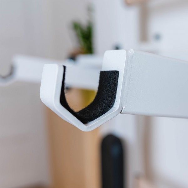 BenchK 231W Series 2: 200 Wall Bars (White) + Steel Pull Up Bar/Barbell Holder (White) - close-up view