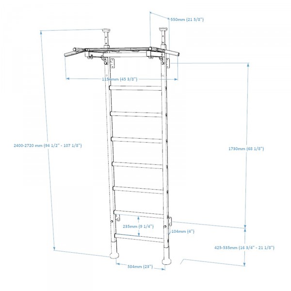 BenchK 521 Wall Bars - product dimensions