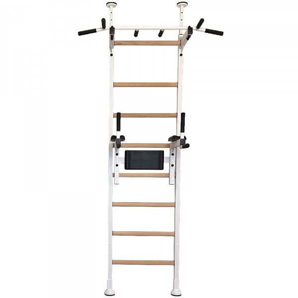 BenchK 522W Series 5: 521 Wall Bars (White) + Dip Bar (White) - full view