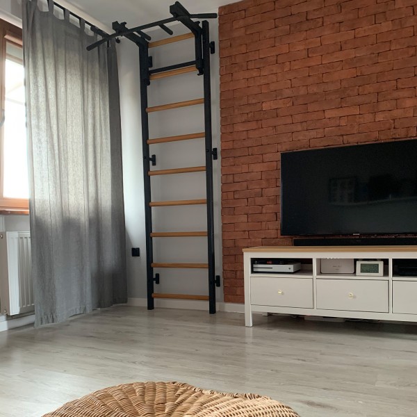 BenchK 731B Series 7: 700 Wall Bars (Black) + Steel Pull Up Bar/Barbell Holder (Black) - assembled