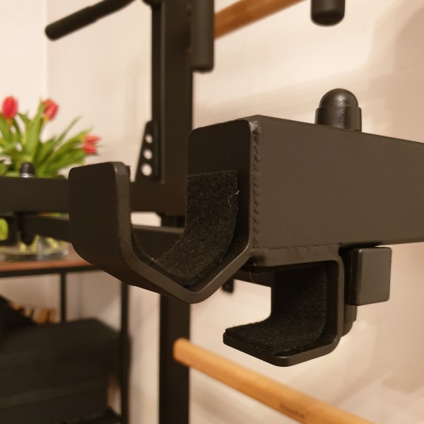 BenchK 731B Series 7: 700 Wall Bars (Black) + Steel Pull Up Bar/Barbell Holder (Black) - barbell holder