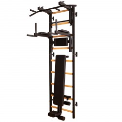 BenchK 733 Series 7: 700 Wall Bars + Steel Pull Up/Barbell Holder + Dip Bar + Bench