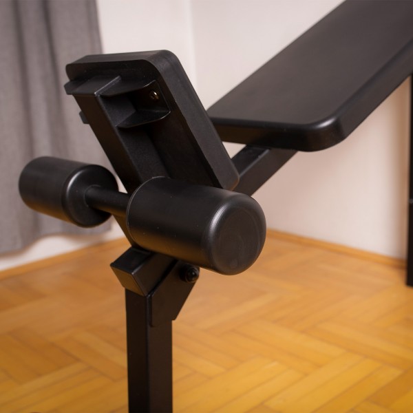 BenchK B1 Weight Bench Black - additional seat and leg support rollers