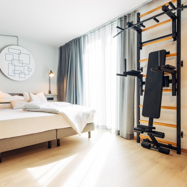 BenchK B1 Weight Bench Black - assembled in the bedroom