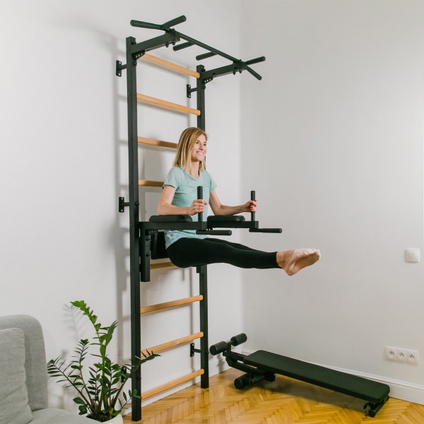 BenchK Dip Bar DB1B Black - woman exercising