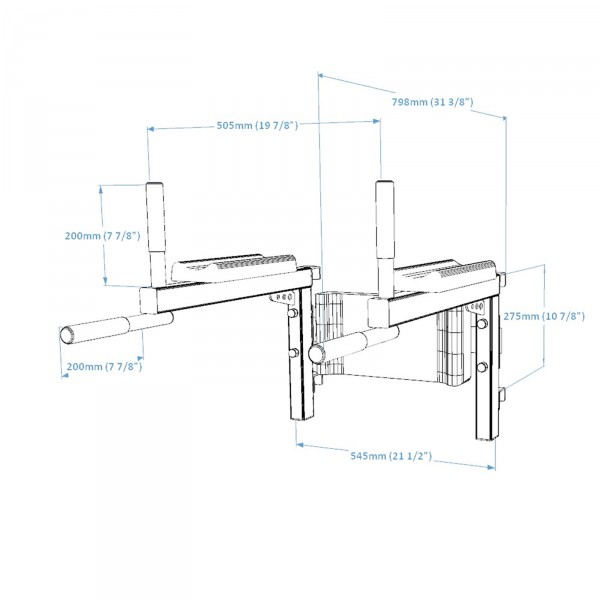 BenchK Dip Bar DB1 - product dimensions