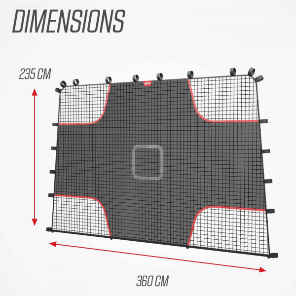 BERG PlayBase Soccer Target Net L with dimensions shown