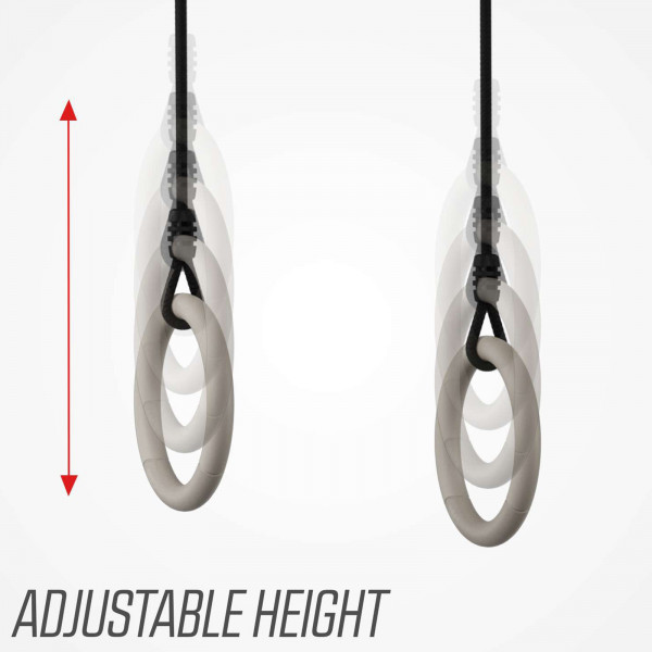 Adjustable height shown for the BERG PlayBase Gym Rings