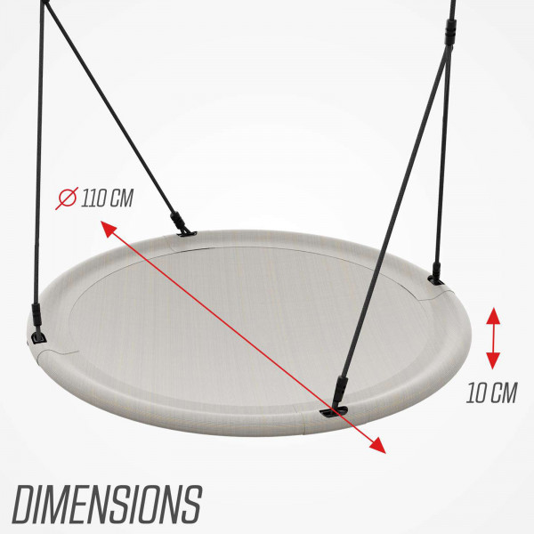 BERG PlayBase Nest Swing with dimensions shown