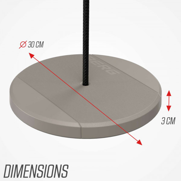 BERG PlayBase Disc Swing with dimensions shown