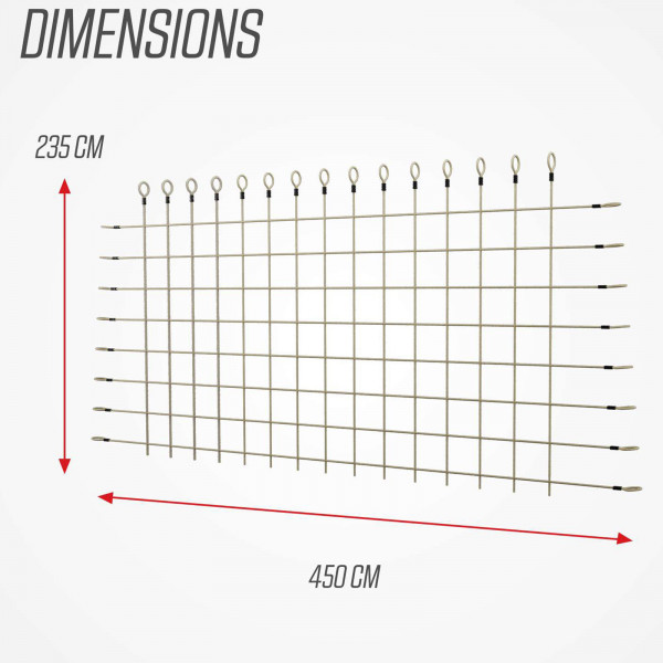 BERG PlayBase Climbing Net with dimensions shown - size XL