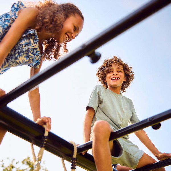 Children climbing on the BERG PlayBase