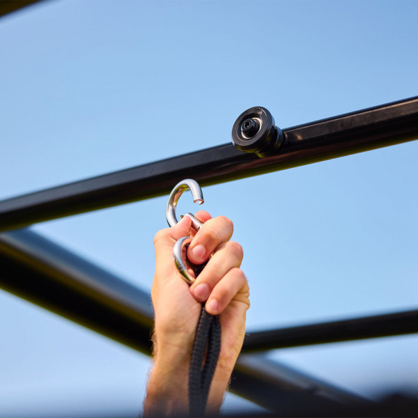 Close-up of hooking accessory onto the BERG PlayBase