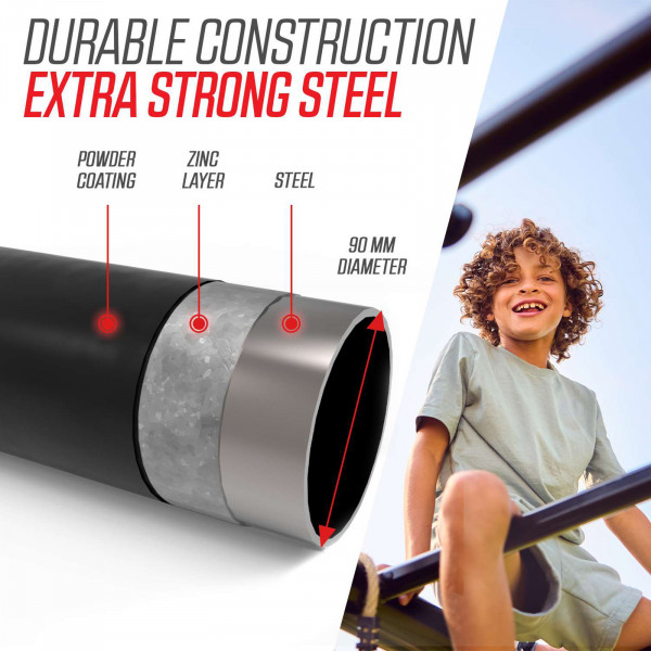 Cross-section of BERG PlayBase steel frame showing layered build
