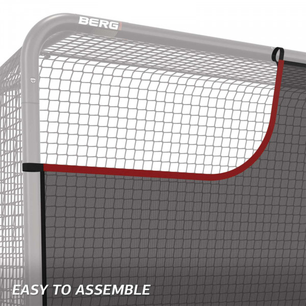 Side view of the BERG SportsGoal Target Net with red trim.
