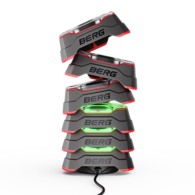 BERG Infinity Pods Set 6 charging on the wireless docking station 