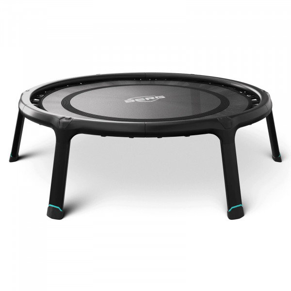 Angled side view of the black BERG Fitness Trampoline 110 cm