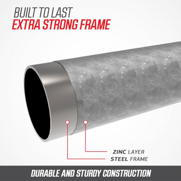 Extra strong frame of the BERG trampoline.