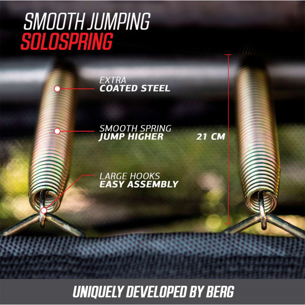 Detail of the jumping springs on the BERG trampoline.