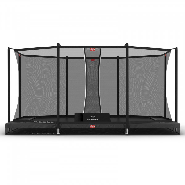 Front view of the grey 410cm BERG Ultim Favorit InGround Trampoline.