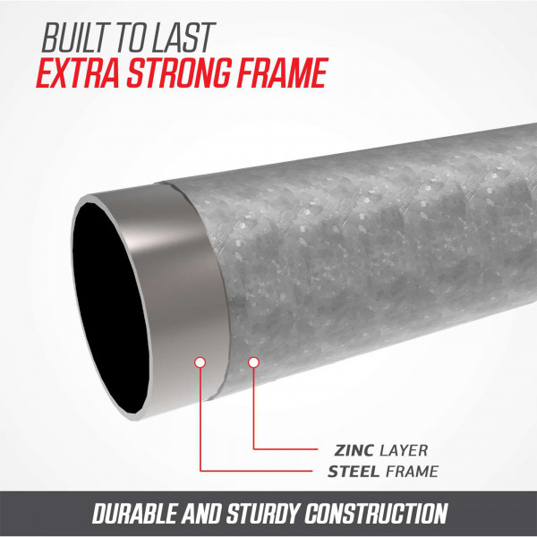 Extra strong frame of the BERG trampoline.
