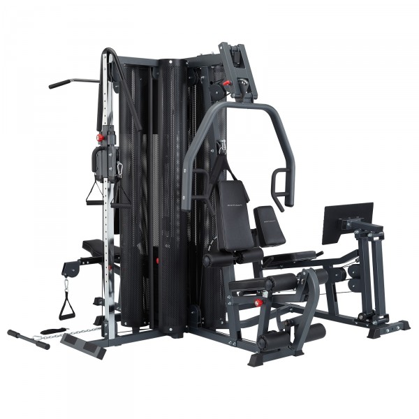 Angled view of the BodyCraft X4 Multi Gym 4 Station.