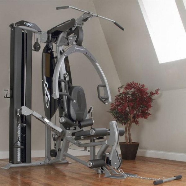 Front-left view of the BodyCraft GXP Multi-Gym in a home setting