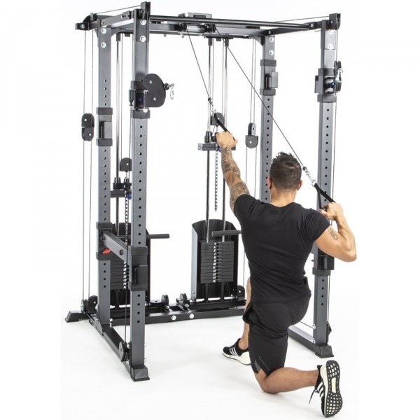 Individual engaged in an active session using the BodyCraft F438 RFT Attachment.
