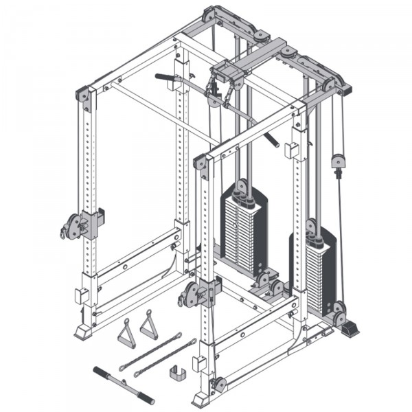 Schematic representation of the BodyCraft F438 RFT Attachment for the F430 Power Rack.

