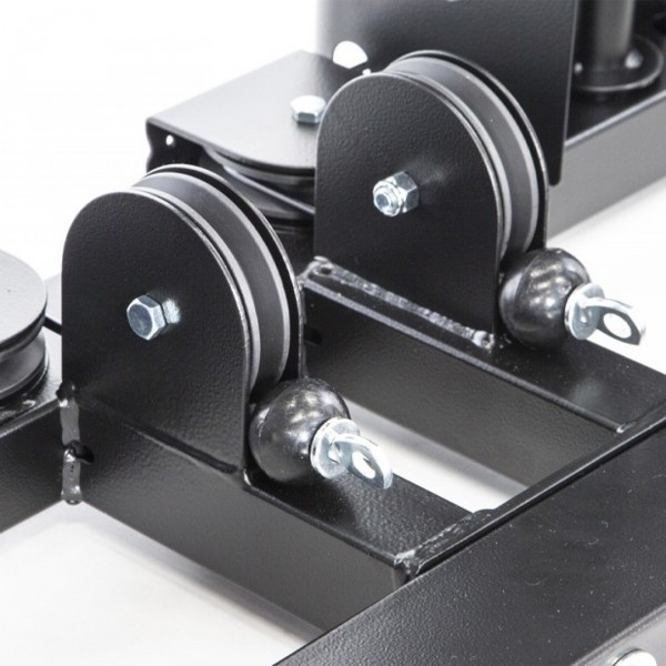 Overview of the low pulley system on the BodyCraft F438 RFT Attachment.
