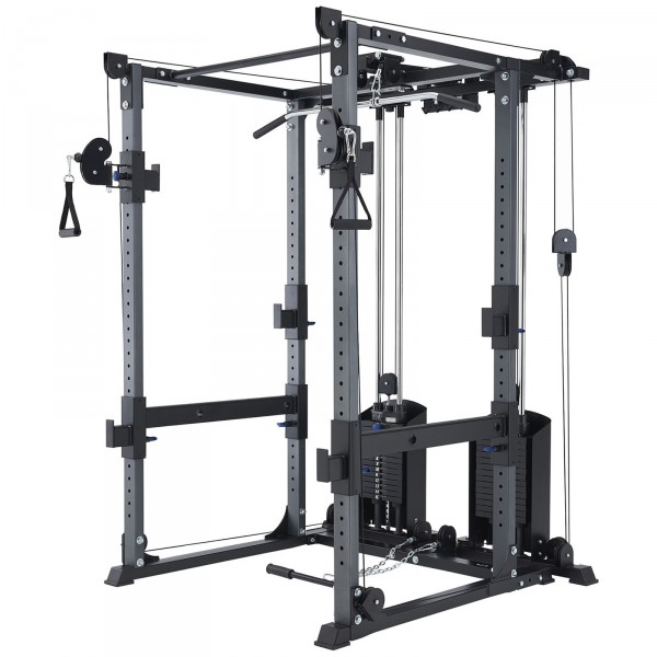 Diagonal view of the BodyCraft F438 RFT Attachment mounted on the F430 Power Rack.
