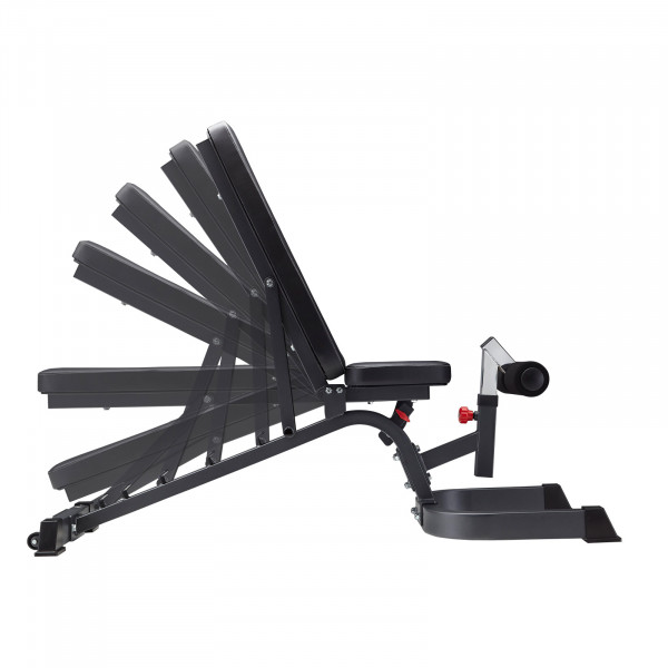 Product image of the BodyCraft F602 Deluxe Flat/Incline/Decline Utility Weight Bench showing each of the inclines