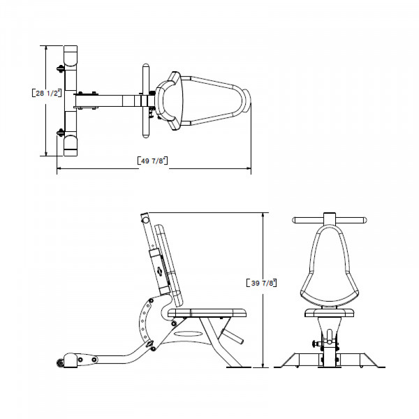 Technical drawing of the BodyCraft F603 Weight Bench
