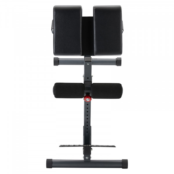 Direct front view of the BodyCraft F670 Hyper Extension Bench showing split hip pads