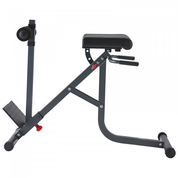 Side profile of the BodyCraft F670 Hyper Extension Bench with pad raised