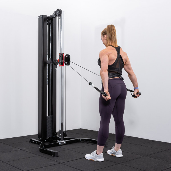 User performing a cable rear delt raise on the BodyMax CF810 Elite Adjustable Hi-Low Pulley