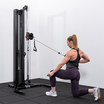 User performing a single arm cable row on the BodyMax CF810 Elite Adjustable Hi-Low Pulley